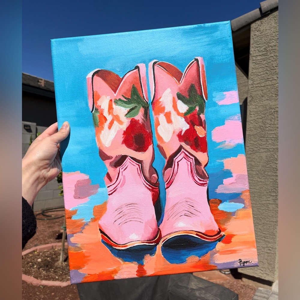 16 x 12” Cowgirl Boots Painting